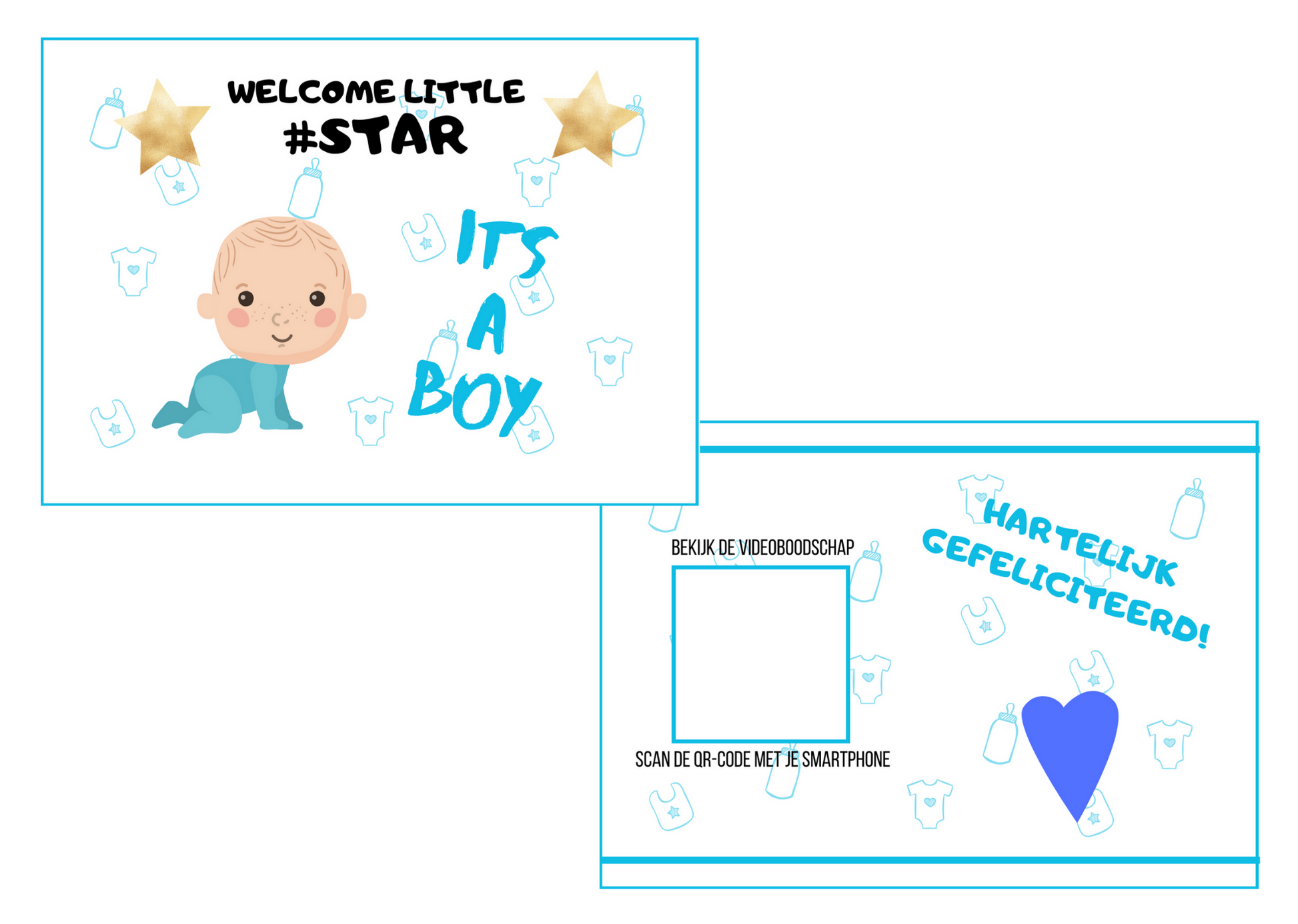 Kaart met videoboodschap: It's a boy - geboortekaart